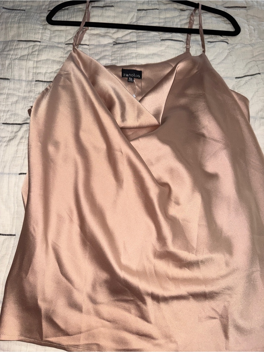 Zenobia Satin Cowl Neck Camisole in Rose Gold